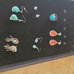 New Faux turqiose lot earrings,ring